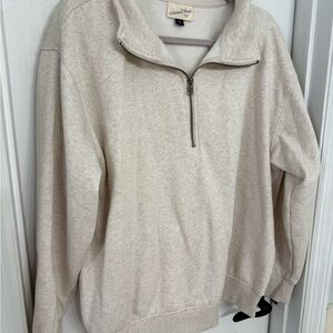 Universal Threads Heather Cream Quarter-Zip Sweater